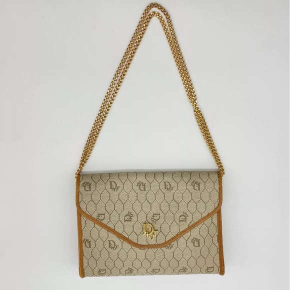 Christian Dior Beige Honeycomb Chain Shoulder Bag With Box - Picture 6 of 15